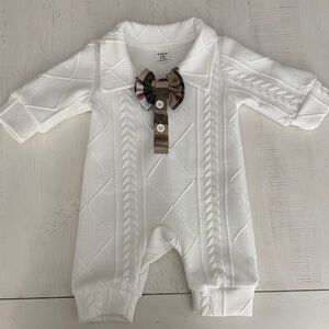 SHEIN White and Brown Footies One Piece Classic Design